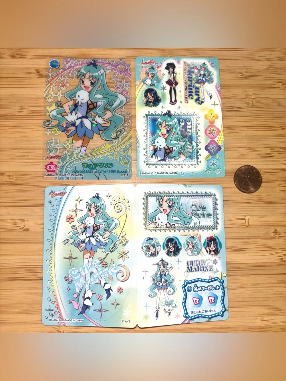 Rare 2010 heartcatch precure glitter card, glitter and non glitter sticker sheet